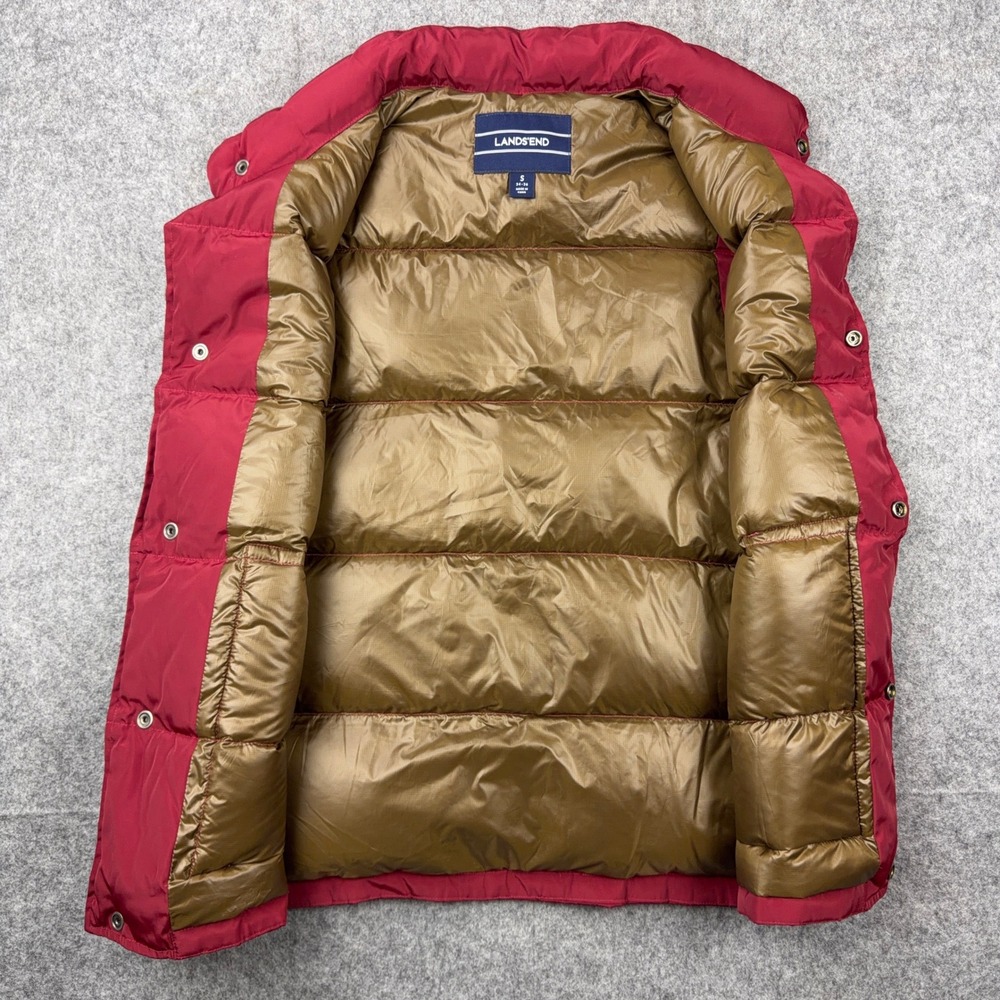 Lands End Vest Womens Small Red Down Insulated Puffer Snap Front Outdoor Gorp - Picture 8 of 13